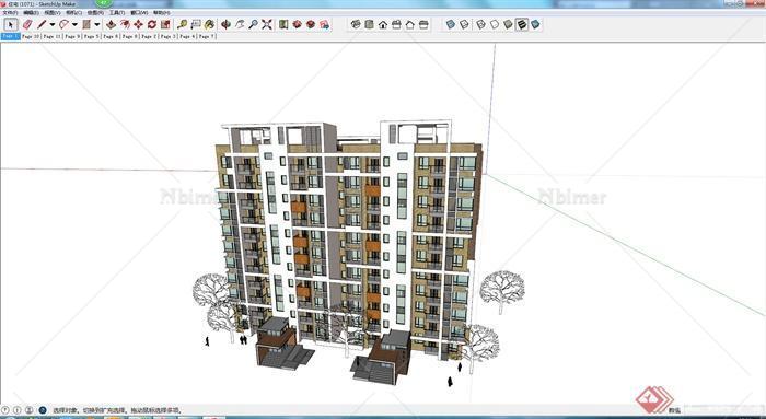 联排住宅楼设计建筑设计SU模型