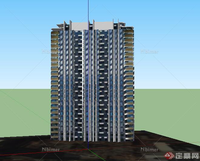 某个现代高层居住建筑楼设计SU模型