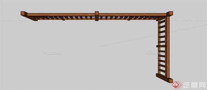 L形木栏杆围栏SU模型