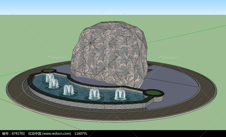 喷泉景石的SU模型设计