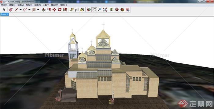 现代风格耶稣教堂建筑设计su模型