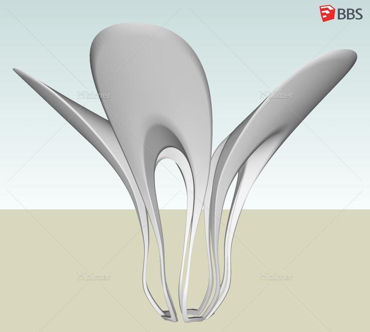 刚做的一个类似花瓣的雕塑SketchUp模型，分享给