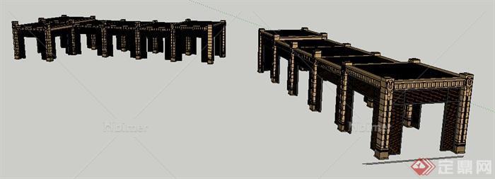 园林景观之现代廊架设计su模型21