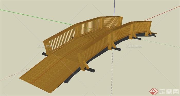 园林景观节点木质圆拱桥设计SU模型
