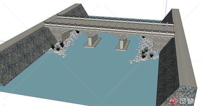 大景观桥设计SU模型