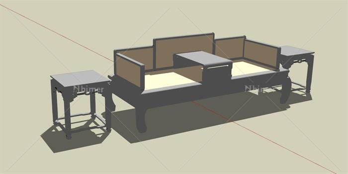 古典中式风格详细精致室内空间桌椅设计su模型[原