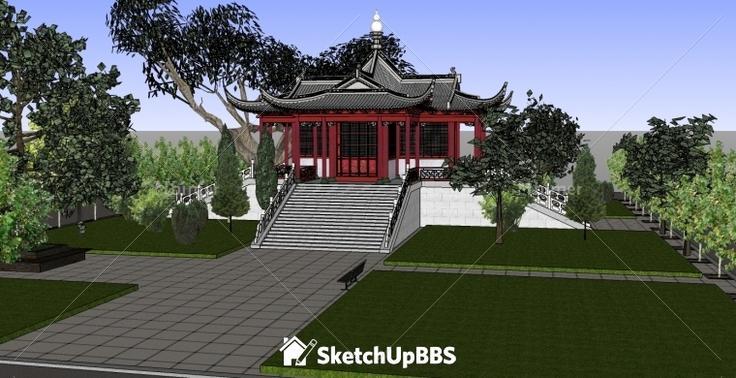 给大家分享一个小型的古建宫殿，附SketchUp模型