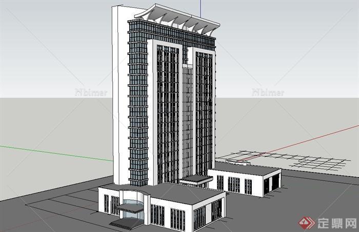 某现代高层办公楼建筑SU模型设计[原创]