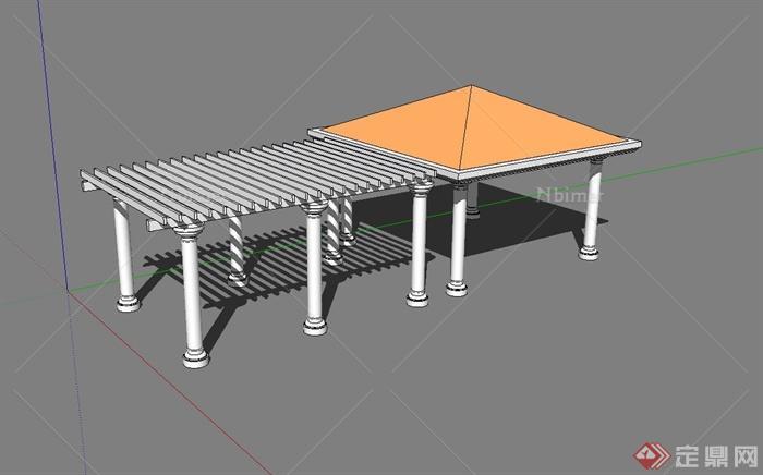 某欧式风格亭廊组合su模型[原创]