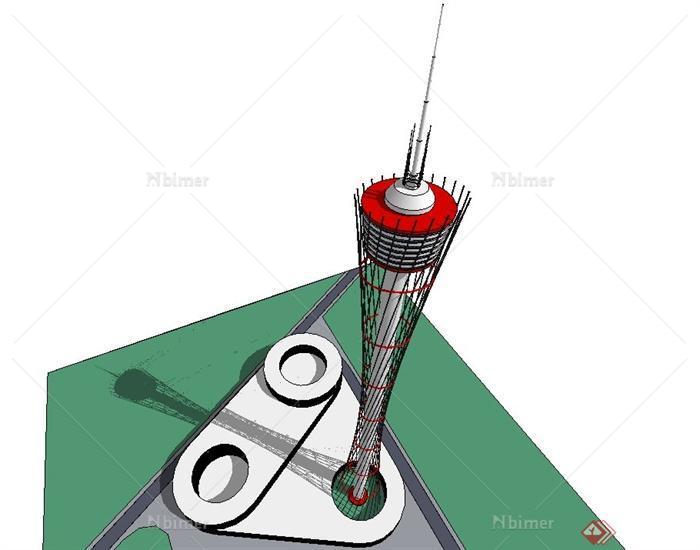 现代某超高层信号塔建筑设计SU模型