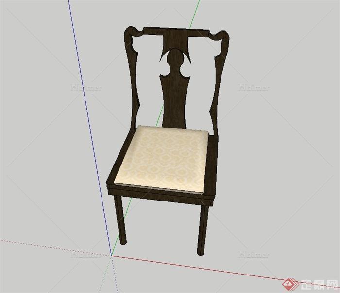 现代中式木制餐厅座椅设计su模型