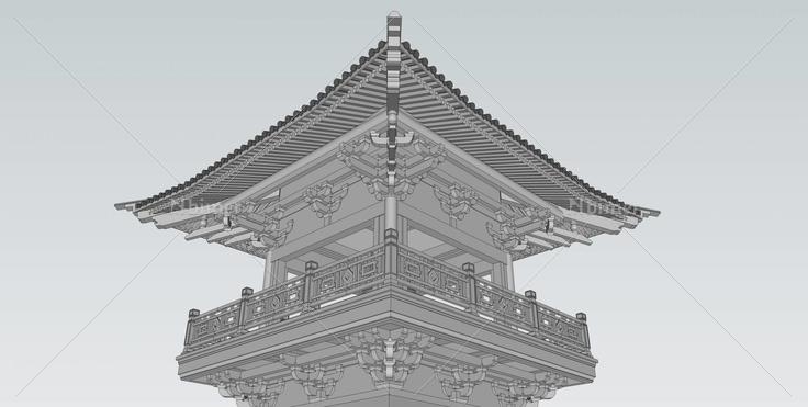 超精细古建钟鼓楼(72288)su模型下载