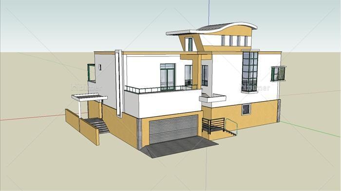 某小别墅建筑设计sketchup模型[原创]