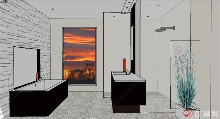 某现代住宅浴室设计su模型