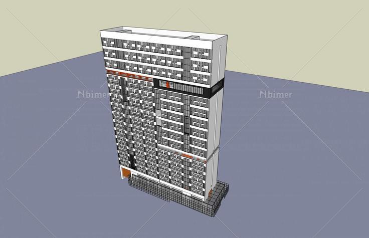 现代高层住宅公寓(38519)su模型下载