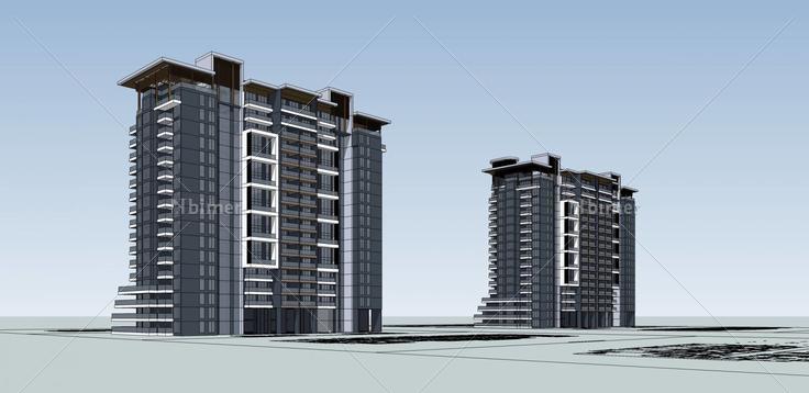 现代高层住宅楼(33763)su模型下载