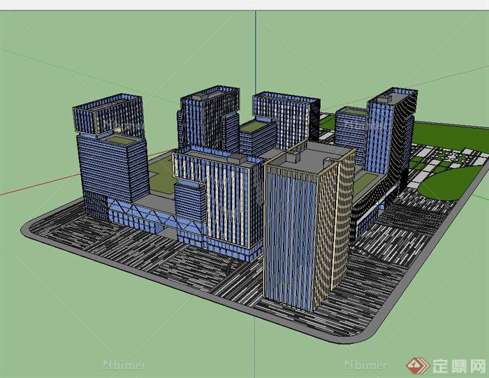 某现代风格详细完整办公大楼设计SU模型[原创]
