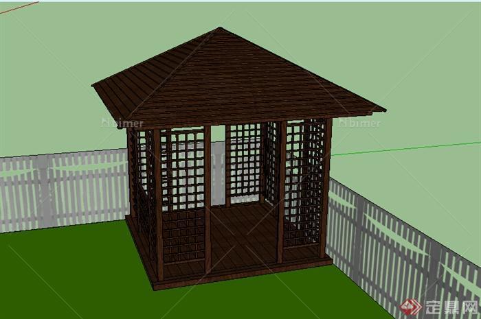 某室外新中式休息亭设计SU模型