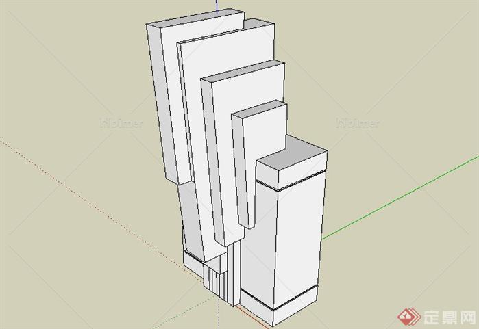 某商业广场景观柱SketchUp(SU)3D模型