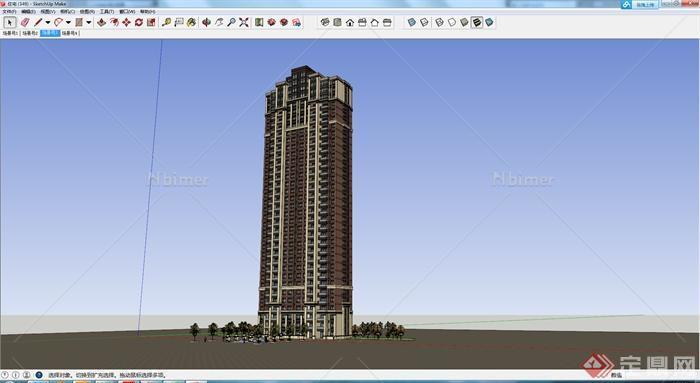 某地现代高层电梯房住宅建筑设计su模型