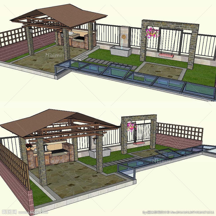 sketchup小庭院景观模图片