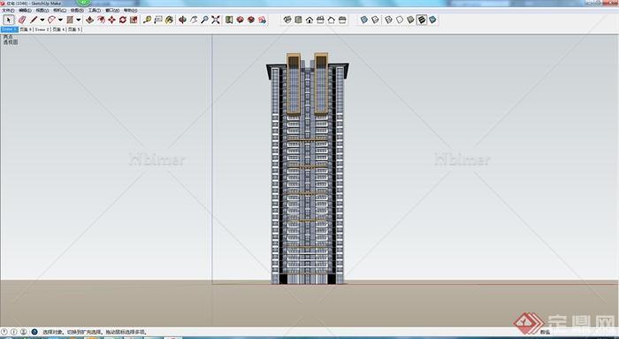 某栋高层住宅楼建筑设计SU模型1