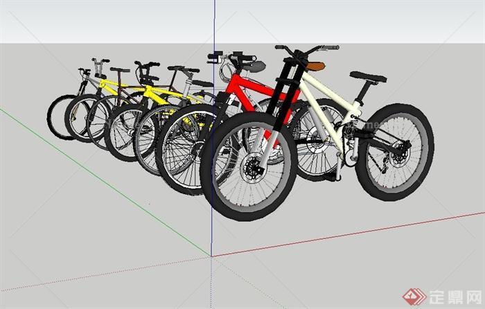 多个自行车设计su模型