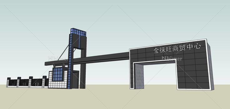 现代风格门卫室及入口(78707)su模型下载