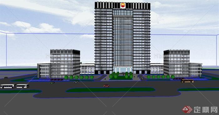 建筑设计福州市中国石油办公大楼设计SU(草图大师