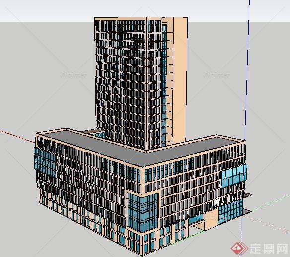 现代商务办公大楼建筑设计su模型[原创]