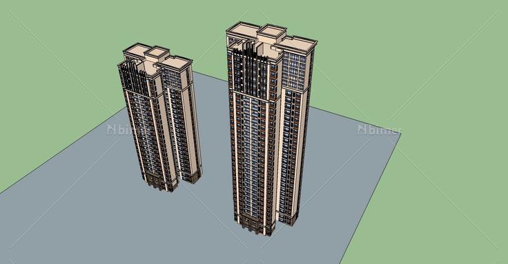 古典风格高层住宅(73467)su模型下载