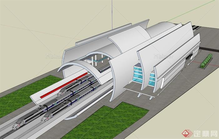 某火车站台设计SU模型