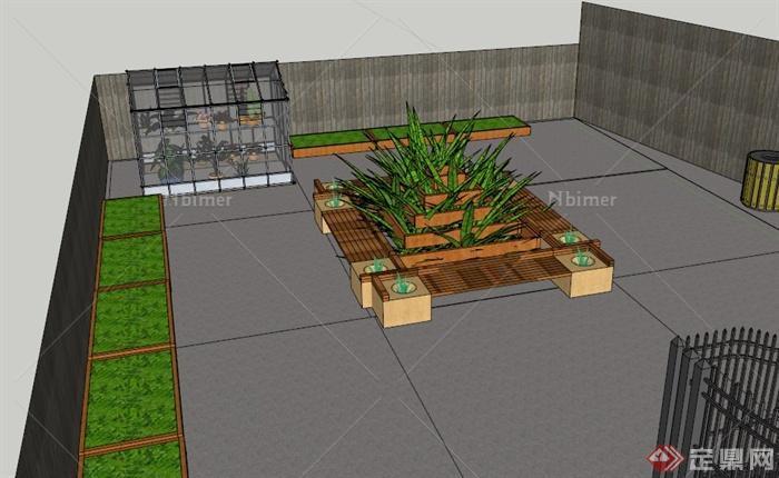 某小型庭院花园景观设计SU模型