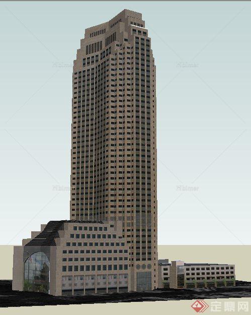 高层现代风格酒店建筑设计su模型