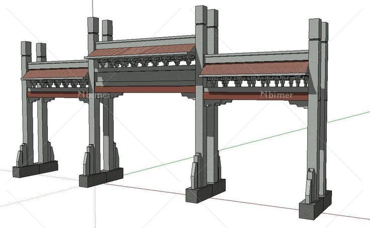 牌坊 大门 山门(85263)su模型下载