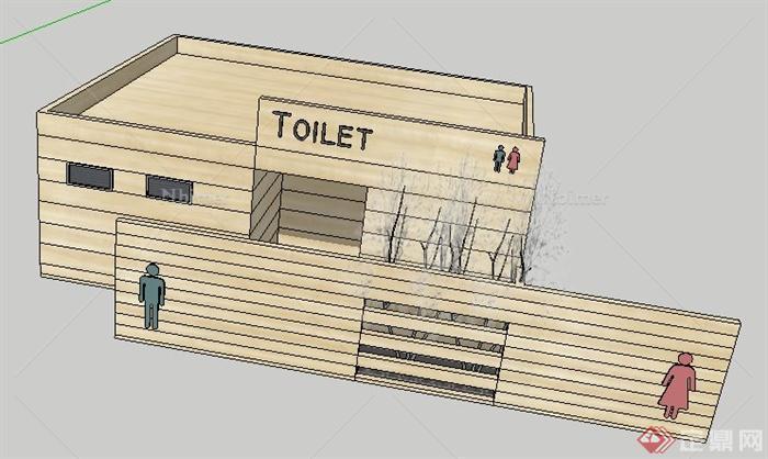 现代简约公厕建筑设计su模型[原创]