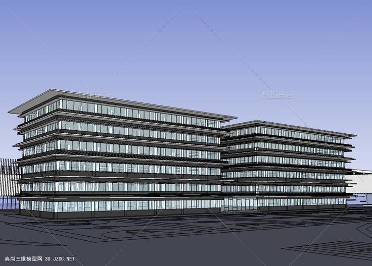 6SOHO办公区模型设计 低层办公楼su模型