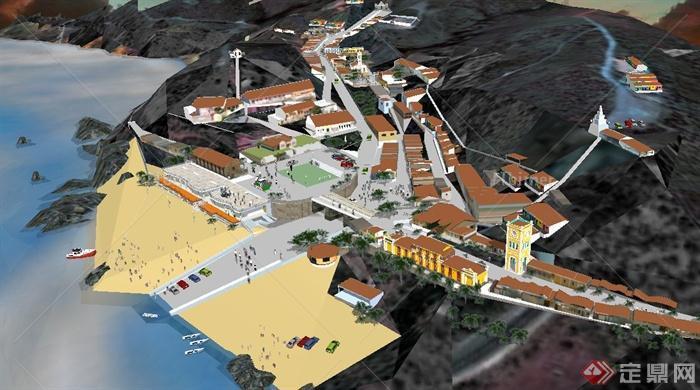 欧式小城镇整体度假村建筑设计SU模型