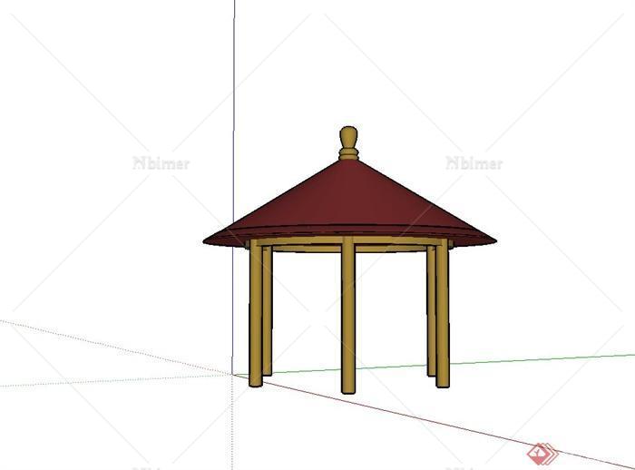 古典中式圆形亭子设计su模型[原创]