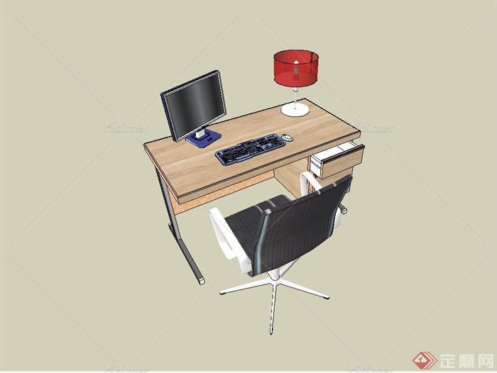 现代简约风格室内办公桌椅设计su模型