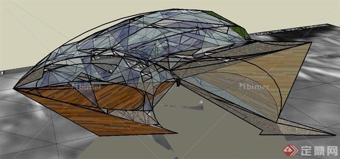 现代风格奇特造型建筑设计su模型