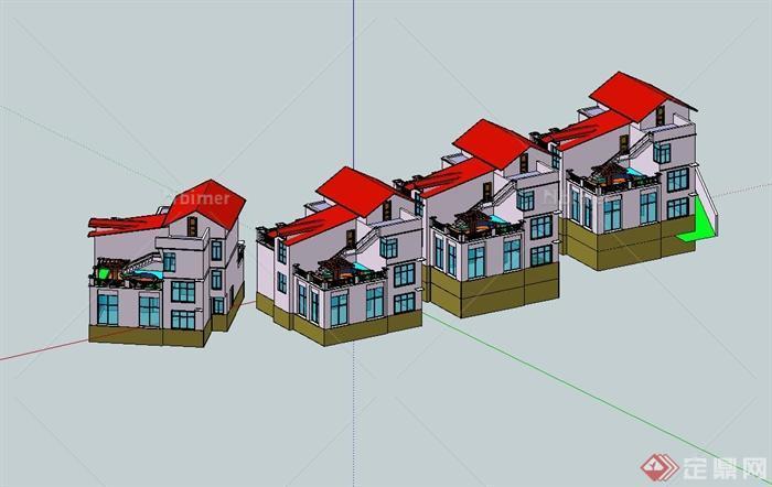 一个漂亮的别墅小区建筑设计su模型