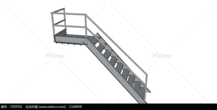 铁制简约楼梯su模型