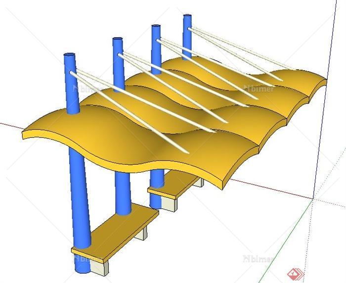 现代景观节点单边廊架设计SU模型