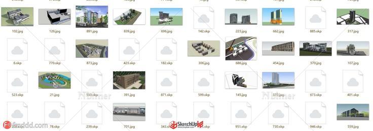 1000套办公建筑su模型，自带JPG图方便查找