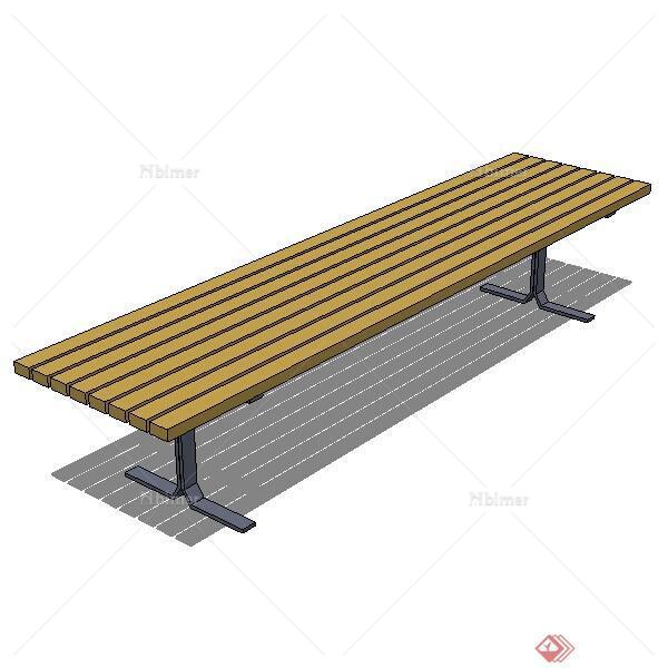 一个公园防腐木长休闲凳设计的SU模型1