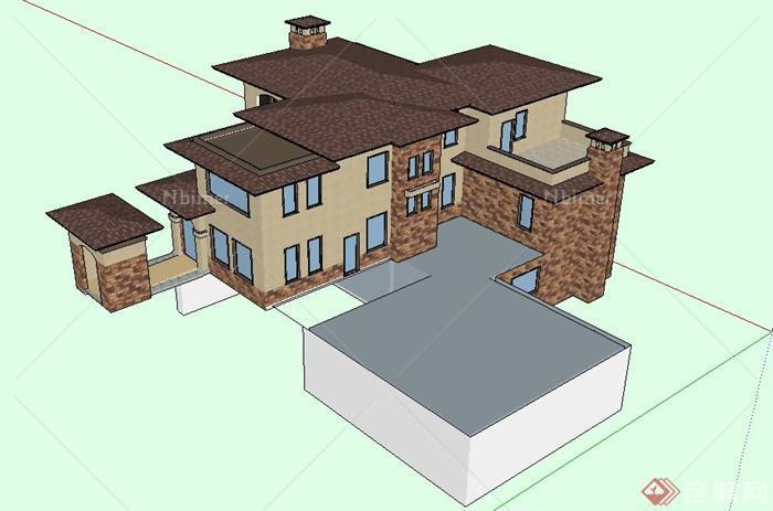 别墅现代住宅建筑模型su格式