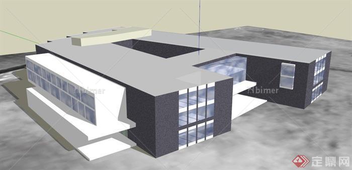 多层办公楼建筑框架设计SU模型