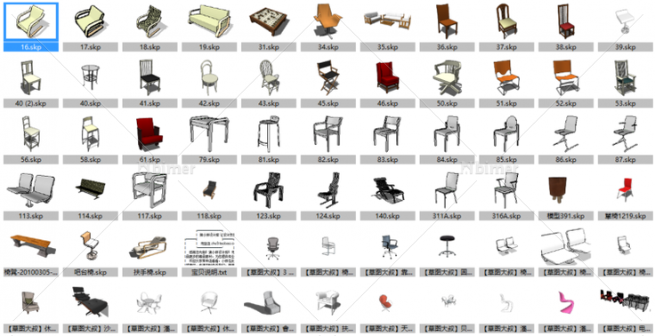 收集了好多椅子模型