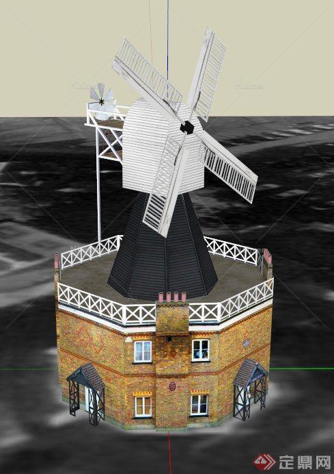 双层风车房建筑设计SU模型